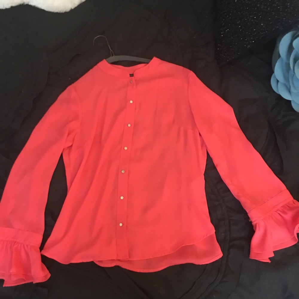 Banana Republic Pink Flounce Sleeve Blouse